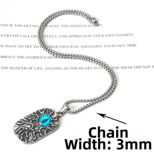 Vintage stainless steel devil's eye pendant necklace with 3mm box chain for men and women