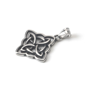 Vintage oxidized stainless steel Celtic knot pendant necklace with silver finish