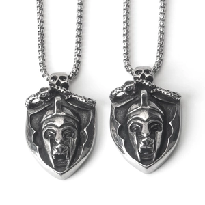Vintage Stainless Steel Pharaoh Skull Snake Shield Pendant Necklace For Men Women Punk Gothic Rock Hip Hop Jewelry Gift