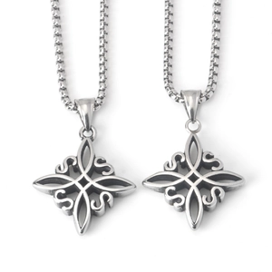 Vintage Stainless Steel Celtic Knot Pendant Necklace Retro Gothic Witch Knot Hip Hop Punk Geometric Necklace For Men Women Jewelry