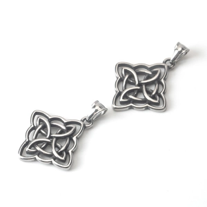 Vintage stainless steel Celtic knot pendant necklace with retro oxidized finish
