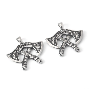 Vintage roestvrijstalen Viking Odin strijdbijl hanger met Scandinavische adelaar gravures