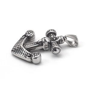 Colgante de ancla calavera de plata vintage en acero inoxidable con estilo retro punk
