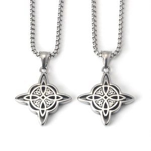 Vintage Stainless Steel Celtic Knot Witch Knot Pendant Necklace Men Women Gothic Rock Punk Irish Symbol Geometric Jewelry