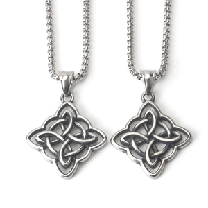 Vintage Stainless Steel Celtic Knot Pendant Necklace Distressed Punk Hip Hop Jewelry Gift For Men Women Silver Necklace