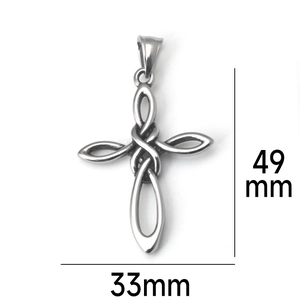 Colgante nudo de cruz celta en acero inoxidable pulido, altura 49mm y ancho 33mm