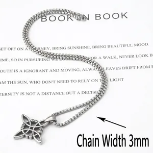 Stainless steel Celtic knot pendant necklace with 3mm box chain on vintage book page