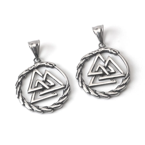 Vintage μενταγιόν από ανοξείδωτο ατσάλι με Viking Valknut και σχέδιο φιδιού Ouroboros