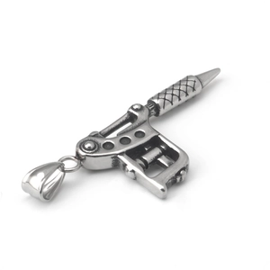 Retro stainless steel tattoo machine pendant necklace for hip-hop punk style jewelry