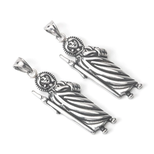 Pendentifs prêtre Jésus en acier inoxydable vintage avec finition argentée vieillie style