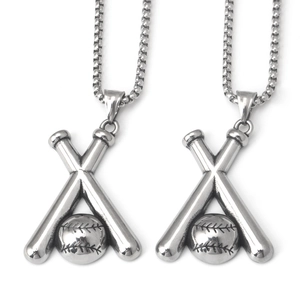 Collier Pendentif Batte De Baseball En Acier Inoxydable Vintage Rock Hip Hop Bijoux De Sport Pour Hommes Femmes Cadeau Athlète