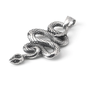 Collier avec pendentif serpent en acier inoxydable rétro avec texture d'écailles détaillée