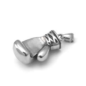 Polished stainless steel boxing glove pendant for men's hip-hop fashion necklace