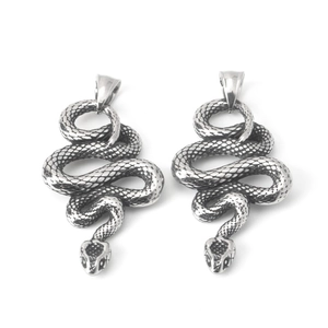 Pendentif serpent rétro en acier inoxydable avec texture d'écailles réaliste style hip hop
