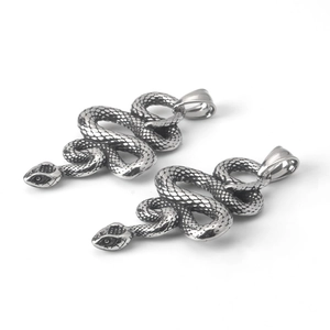Pendentif serpent en acier inoxydable rétro avec écailles détaillées et fini vintage