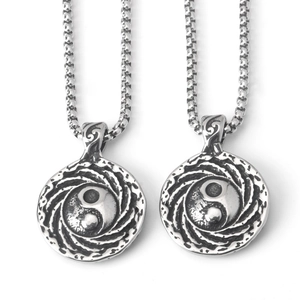Collier Pendentif Yin Yang Tai Chi Bagua en Acier Inoxydable Rétro Pour Hommes Femmes Bijoux de Mode Hip Hop Street