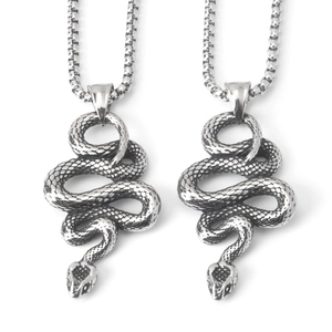 Collier Pendentif Serpent en Acier Inoxydable Vintage Pour Hommes Femmes Hip Hop Gothique Bijoux Serpent Cadeau