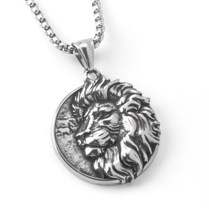 Vintage Edelstahl Löwenkopf Relief Anhänger Halskette Für Herren Damen Hip Hop Distressed Street Fashion Tier Schmuck
