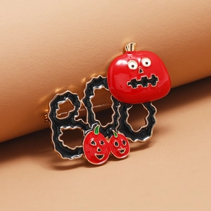 Creative Halloween Pumpkin BOO Letter Brooch Enamel Drip Oil Alloy Pin For Women Funny Holiday Party Decorative Jewelry Gift