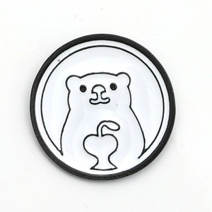 Minimalist polar bear enamel pin badge featuring a cute black and white cartoon design