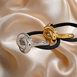 Minimalistisch Roestvrij Stalen Haarelastiek Voor Dames Goud Zilver Verguld Geometrische Metalen Paardenstaart Manchet Accessoire