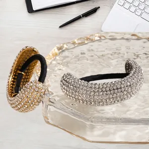Sparkling rhinestone ponytail holder set in gold and silver finish with elastic band