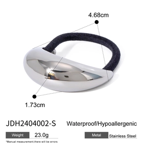Minimalist silver stainless steel hair tie with a sleek crescent moon metal ornament