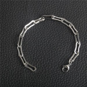Bracciale a catena con maglie rettangolari vuote argento punk in acciaio inossidabile lucido