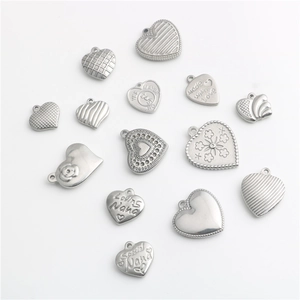 Polished stainless steel heart pendants with assorted textures and engraved loving messages