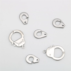 Polished silver stainless steel handcuff charms and connectors for DIY jewelry making