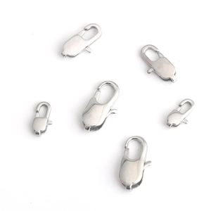Set of six polished stainless steel lobster clasps in various sizes for DIY jewelry making