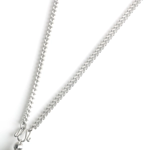 Polished stainless steel wheat chain necklace with a classic M-shaped clasp for men and women