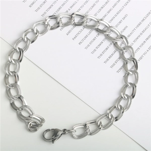 Minimalistisch Edelstahl Doppelschleife Gliederkette Armband Für Herren Damen Silber Poliert Graviert Texturierte Modeschmuck Geschenk