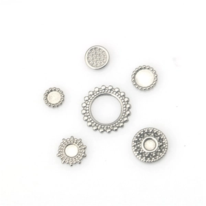 Stainless Steel Round Geometric Pendant Bases Beaded Edge For DIY Necklace Bracelet Handmade Jewelry Making Accessories