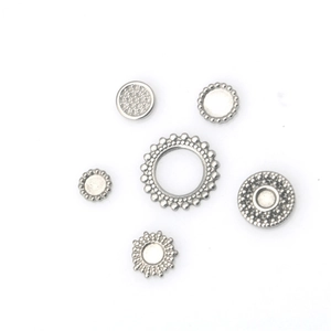 Silver stainless steel round bezel pendant trays for DIY jewelry making in six styles