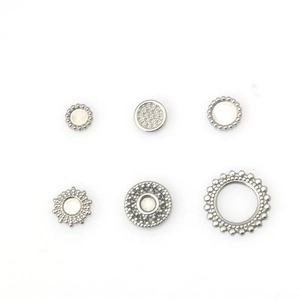Polished stainless steel round and sunburst pendant bases for DIY jewelry making