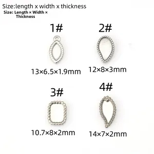 Detailed size chart for stainless steel DIY pendant bases with exact dimensions