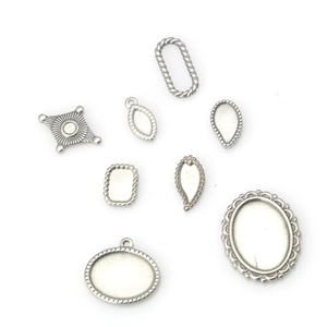 Diverse geometrische Anhängerbasen aus Edelstahl für DIY-Schmuck und Bastelarbeiten