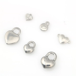 Polished stainless steel heart-shaped pendants for DIY jewelry making in various sizes