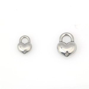 Polished stainless steel heart-shaped pendant charms for DIY jewelry making in two sizes