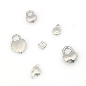 Stainless Steel Heart Lock Pendant Charms Geometric Heart Shaped DIY Jewelry Making Accessories For Necklace Bracelet