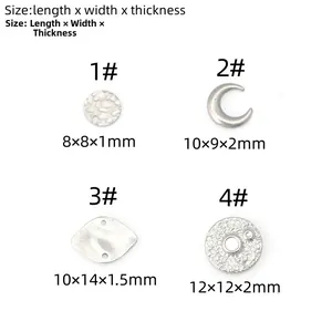Detailed size specifications for four hip-hop style stainless steel DIY jewelry pendants