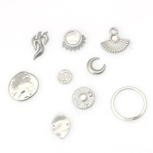 Stainless Steel Hip Hop Flame Moon Fan Shaped DIY Jewelry Pendant Trendy Cool Metal Charm For Necklace Jewelry Making