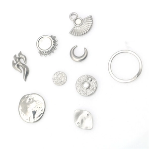 Hip hop style stainless steel flame moon and fan pendants for DIY jewelry making