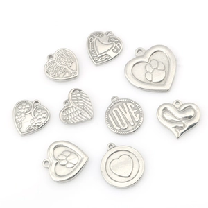 Stainless Steel Heart Round Charms Pendants For DIY Jewelry Making Bracelet Necklace Accessories Angel Wings Tree Of Life
