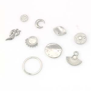 Assorted stainless steel hip hop pendants including moon, flame and sun shapes for DIY jewelry