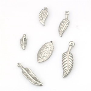 Colgante de Acero Inossidabile de Hoja Pluma para Creación de Joyas DIY Collares Pulseras Plata Diseño Botánico Floral