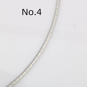 No.4 silver stainless steel flat snake chain necklace with embossed textured pattern