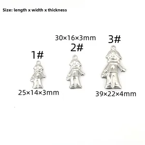 Size chart for stainless steel boy and girl pendants showing three different dimensions