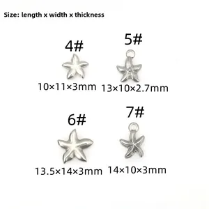Spécifications de taille et dimensions des pendentifs étoiles de mer en acier